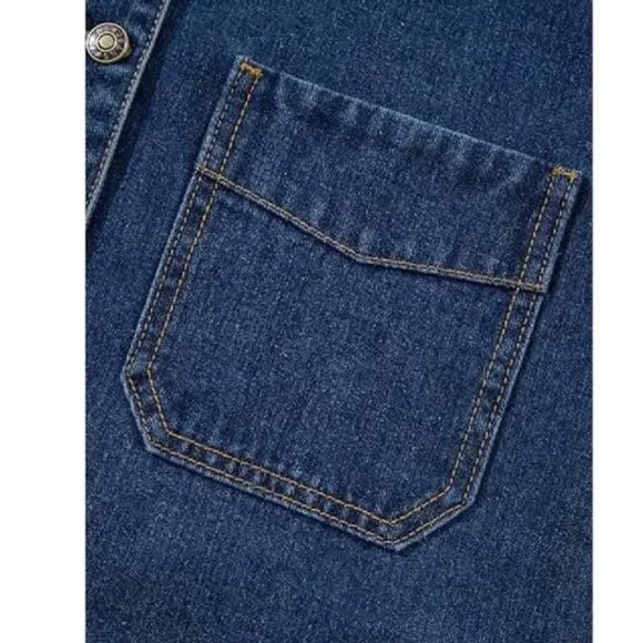 Women's Jean Jacket Boyfriend Button Up Long Sleeve (M) - Picture 6 of 6